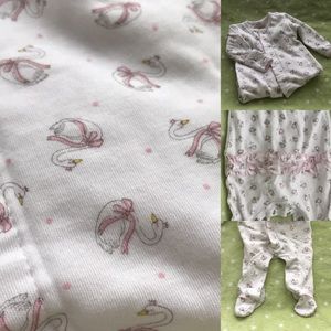 Princess swan ruffle bottom footie